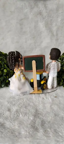 Topo de Bolo Casamento Professora e Operador de Trator