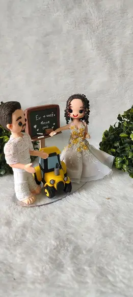 Topo de Bolo Casamento Professora e Operador de Trator