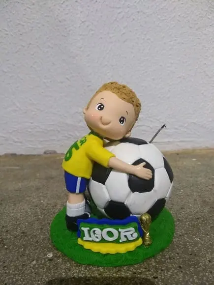 Topo de bolo com vela futebol