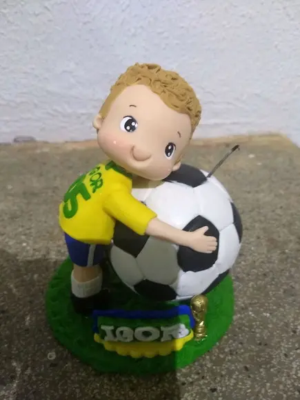 Topo de bolo com vela futebol
