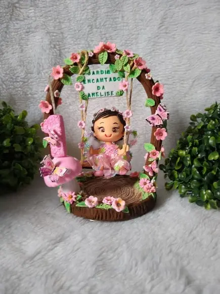 Topo de bolo jardim encantado