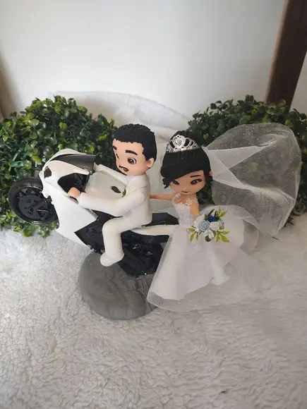 Topo de Casamento Casal na Moto