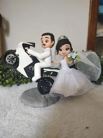Topo de Casamento Casal na Moto