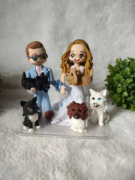 Topo de Casamento com 5 Pets
