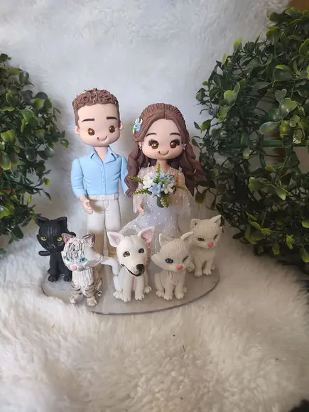 Topo de Casamento com 5 Pets