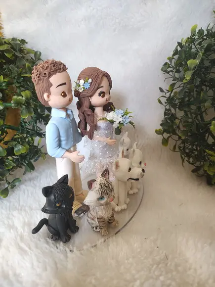Topo de Casamento com 5 Pets