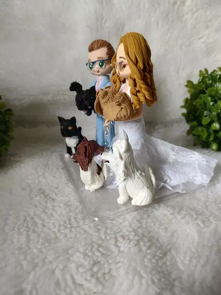 Topo de Casamento com 5 Pets