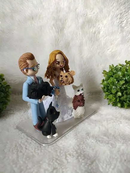 Topo de Casamento com 5 Pets
