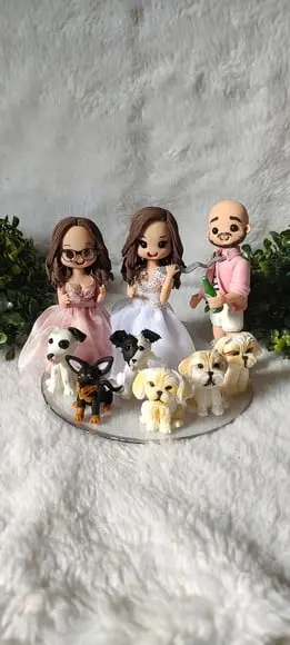 Topo de Casamento com 6 Pets e Filha Adolescente