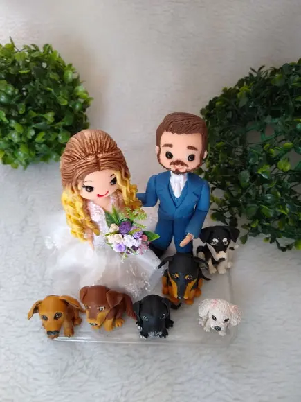 Topo de Casamento com 6 Pets