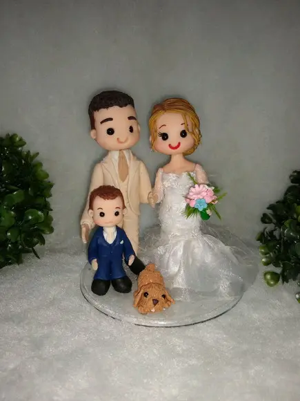Topo de Casamento com Filho Pequeno e Pet