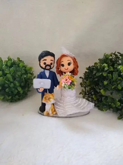 Topo de Casamento com Pet e Notebook
