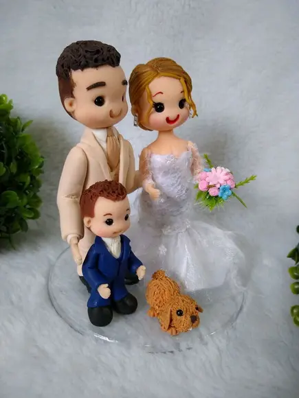 Topo de Casamento com Filho Pequeno e Pet