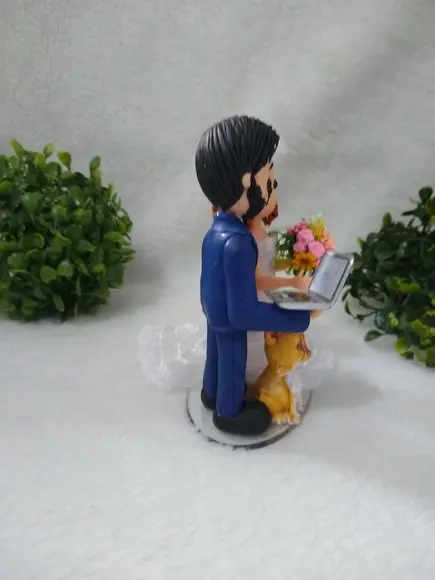 Topo de Casamento com Pet e Notebook