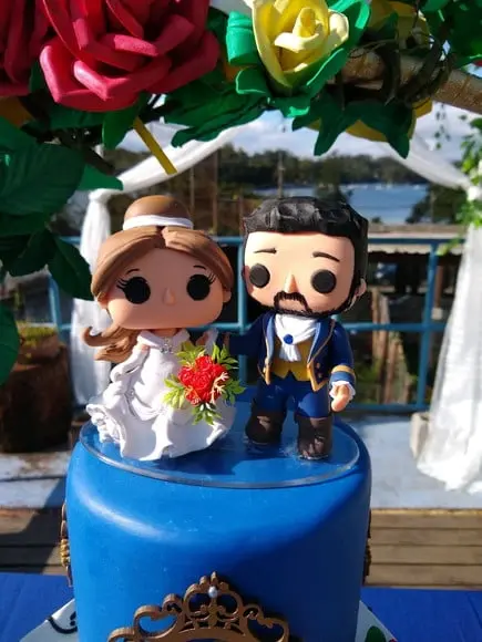 Topo de Casamento Funko Pop no Tema Bela e a Fera