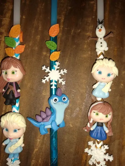 Vela no palito frozen, Candle hugs, Vela abraço