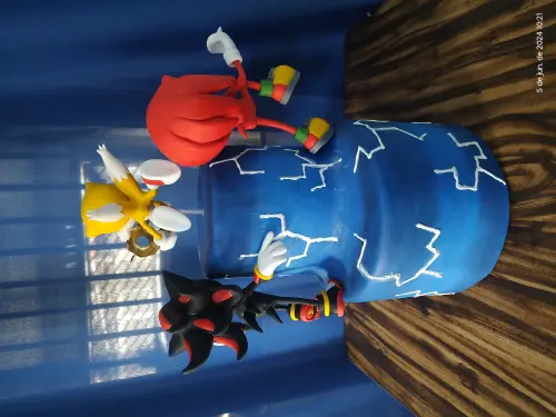 Bolo cenográfico do Sonic com led