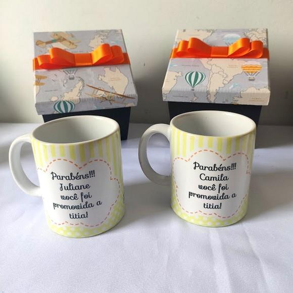 Kit para Anunciar Gravidez - 2 Caixas mdf + 2 Canecas