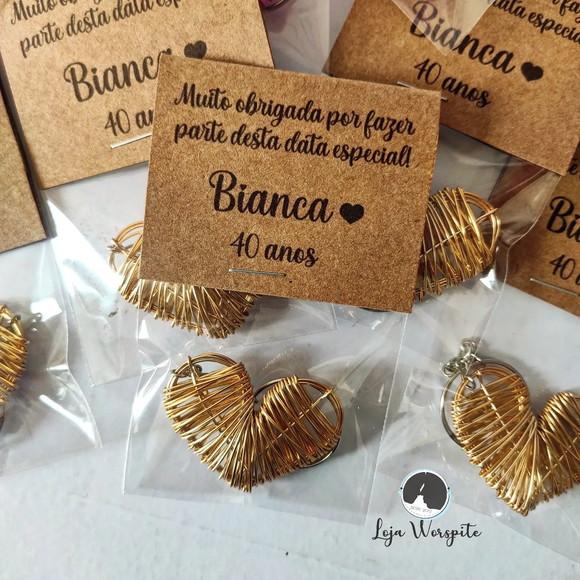 Lembrancinha Aniversário- Chaveiro Coração Arame no Saquinho