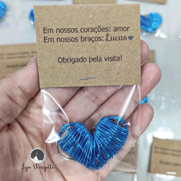 Lembrancinha Maternidade Chaveiro Coração Arame no Saquinho
