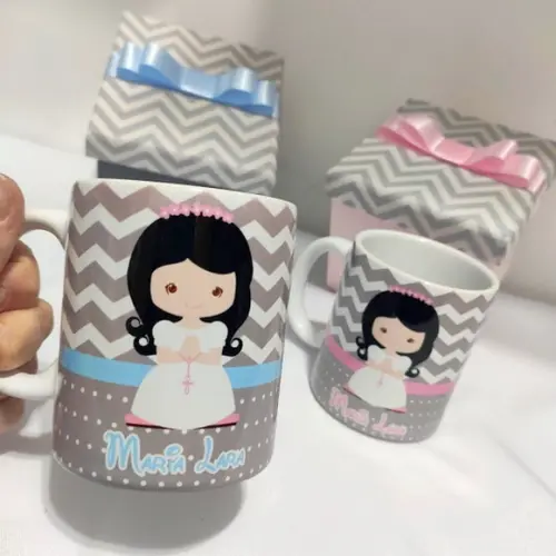 Caixa Convite com Caneca para Padrinhos de Batizado