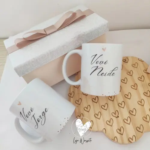 Kit Anúncio de Gravidez aos Avós - com Canecas