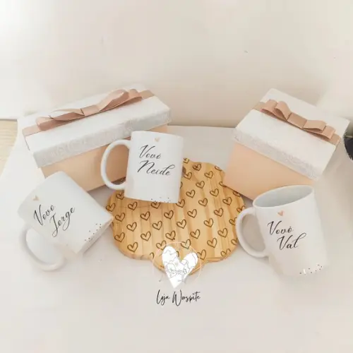 Kit Anúncio de Gravidez aos Avós - com Canecas