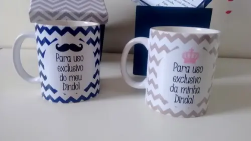 Kit Caixa Convite para Padrinhos de Batismo com Canecas