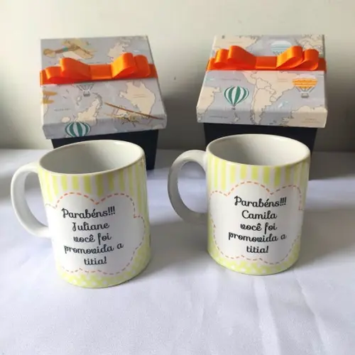 Kit para Anunciar Gravidez - 2 Caixas mdf + 2 Canecas