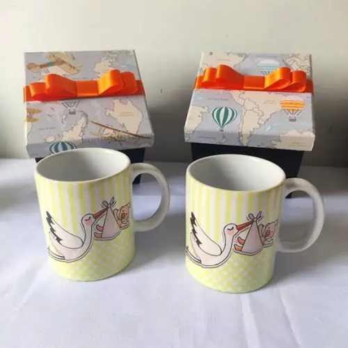 Kit para Anunciar Gravidez - 2 Caixas mdf + 2 Canecas