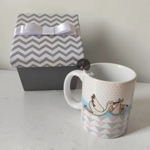 Kit para Anunciar Gravidez - 4 Caixas mdf + 4 Canecas