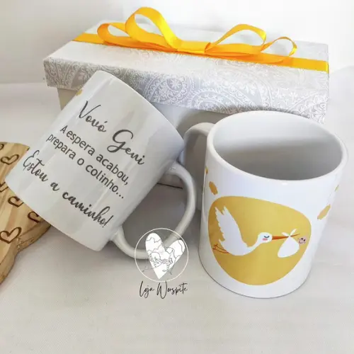 Kit para Anunciar Gravidez aos Avós - com Canecas