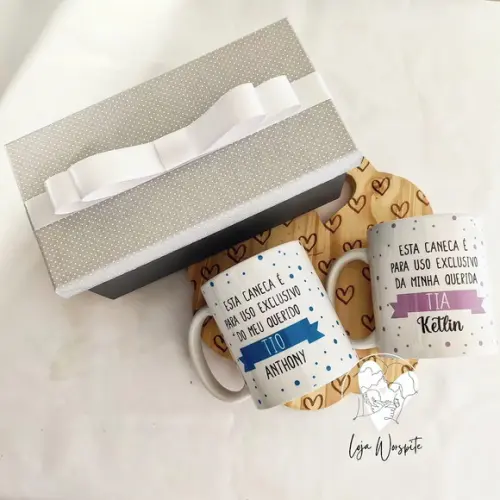 Kit para Anunciar Gravidez aos Tios - com Canecas