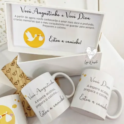 Kit para Anunciar Gravidez aos Avós - com Canecas