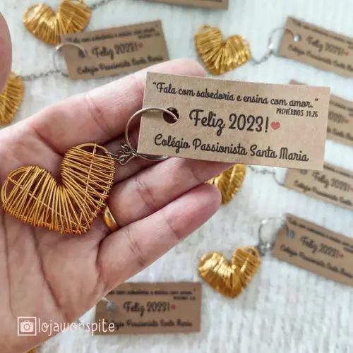 Lembrancinha Ano Novo - Chaveiro Coração em Arame