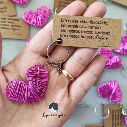 Lembrancinha Boas Vindas Nascimento - Chaveiro Coração