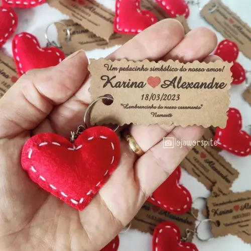 Lembrancinha Casamento - Chaveiro Coração com Tag