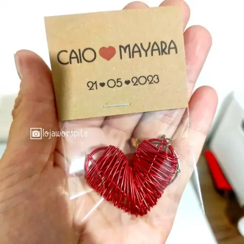 Lembrancinha Casamento - Chaveiro Coração no Saquinho