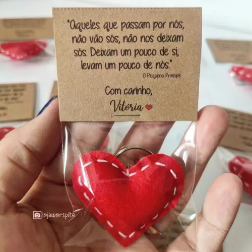 Lembrancinha Despedida - Chaveiro Coração Feltro c/ Saquinho