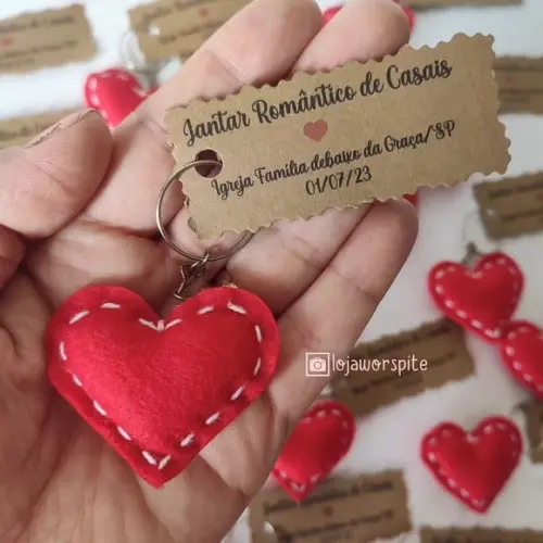 Lembrancinha Encontro de Casais - Chaveiro Coração Feltro