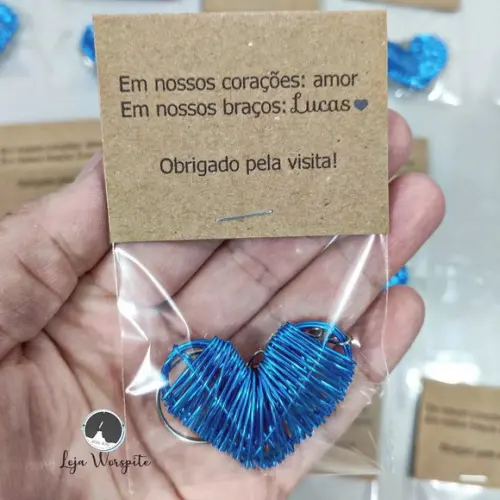 Lembrancinha Maternidade Chaveiro Coração Arame no Saquinho