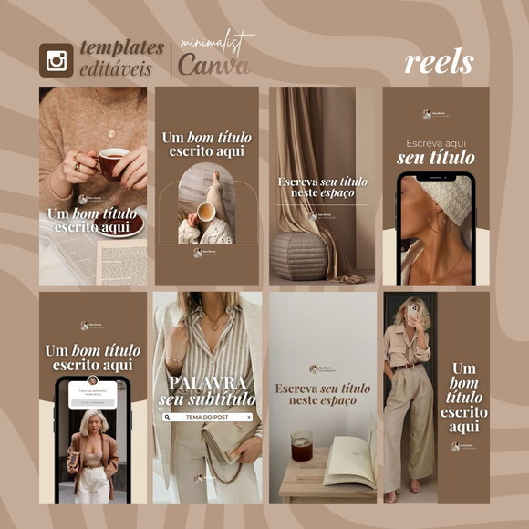 130 Templates Canva Editaveis | Minimalista Dourado