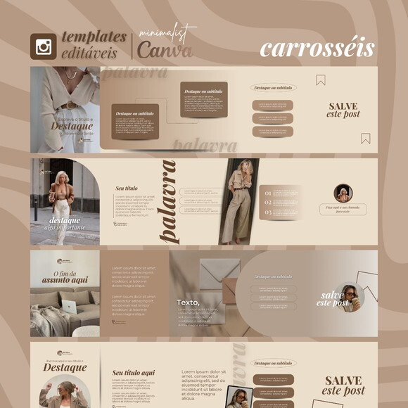 130 Templates Canva Editaveis | Minimalista Dourado