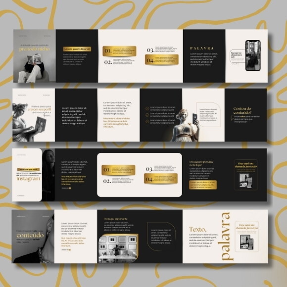 40 Templates Canva Editáveis Preto e Dourado| Instagram Gold
