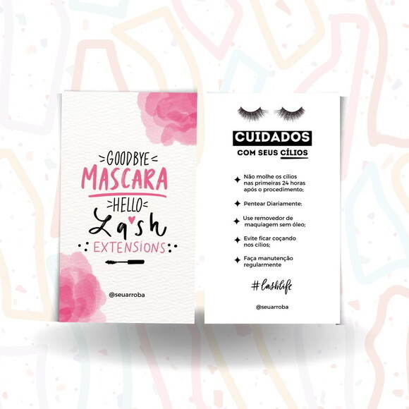 Cartão Cuidados Lashes Extensão de Cílios 250g 1000un.