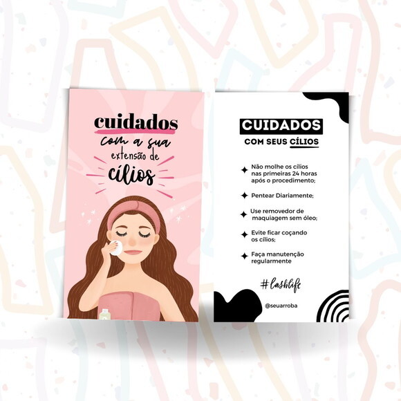 Cartão Cuidados Lashes Extensão de Cílios 250g 1000un.