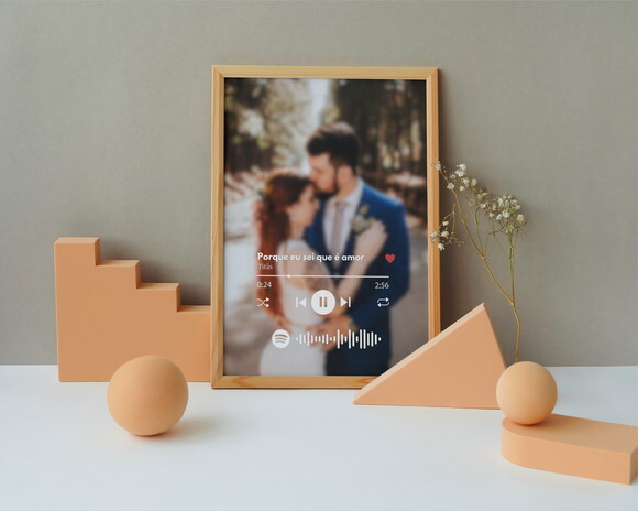 Quadro com Moldura Spotify Casal Dia dos Namorados
