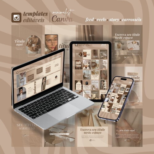 130 Templates Canva Editaveis | Minimalista Dourado