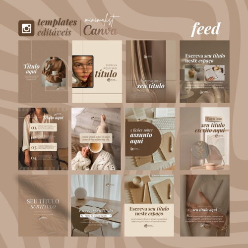 130 Templates Canva Editaveis | Minimalista Dourado