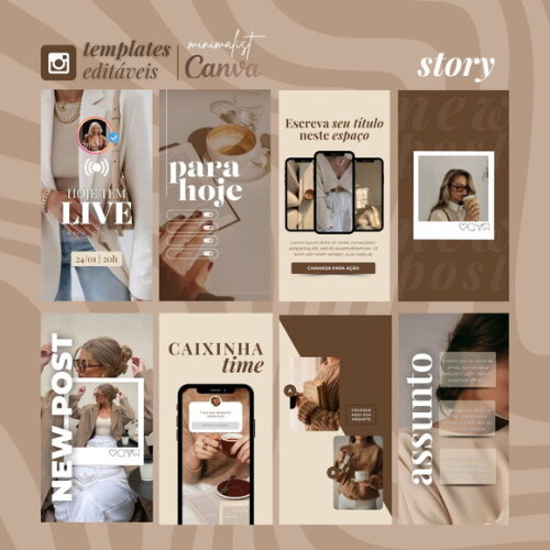 130 Templates Canva Editaveis | Minimalista Dourado